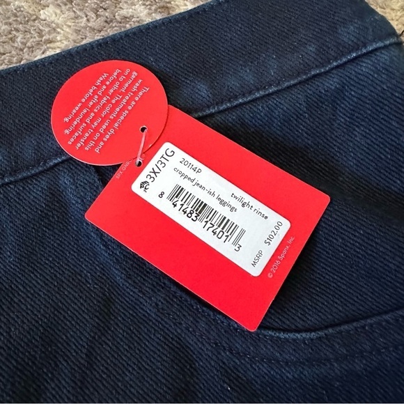 NWT Spanx Cropped High Rise Jean-ish Leggings Twilight Blue Rinse 3X - Picture 9 of 10
